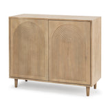 Tucker Light Brown Wood w/ Carved Arch Pattern 2 Door Accent Cabinet by Mercana at Eve Furniture