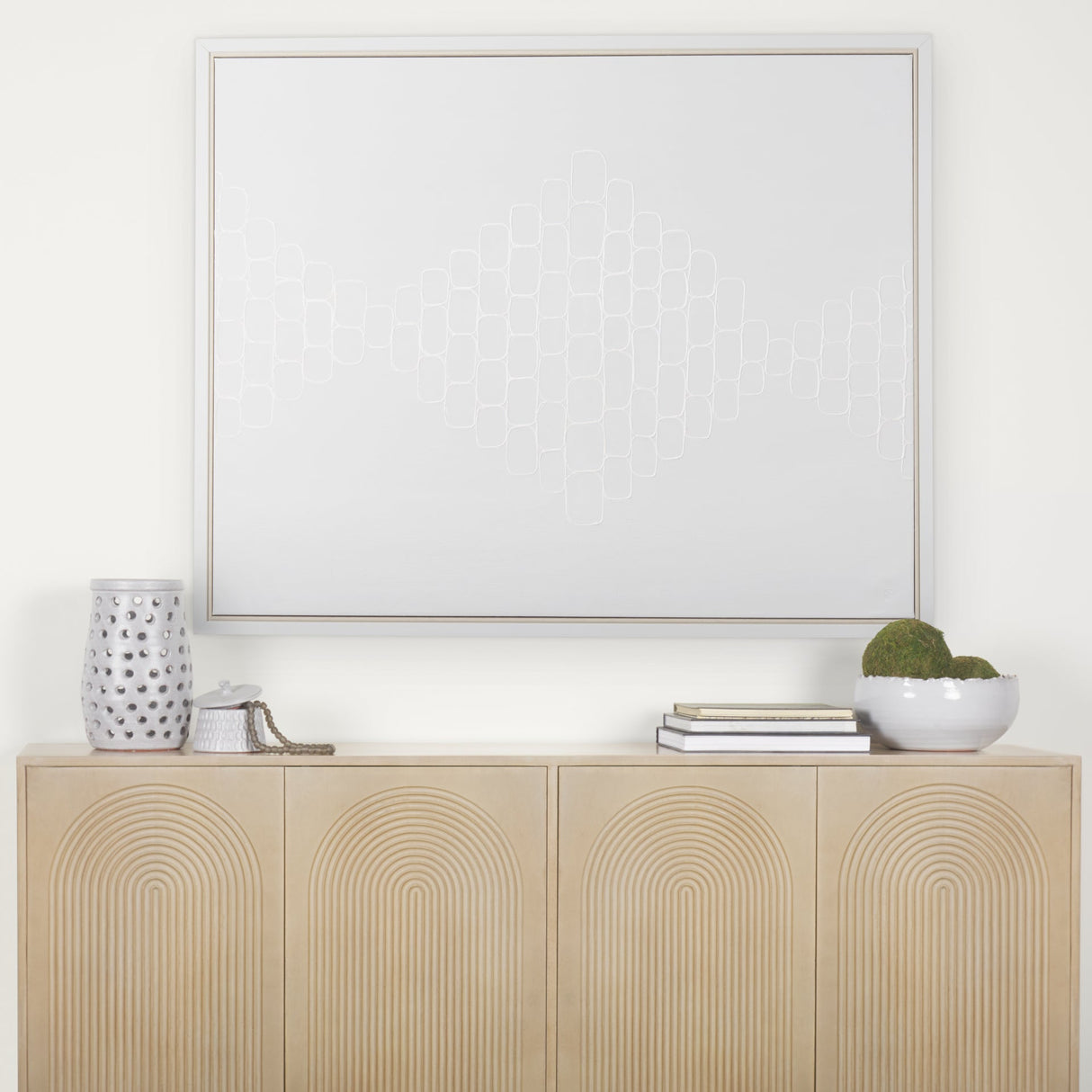 Tucker Light Brown Wood w/ Carved Arch Pattern 4 Door Sideboard by Mercana at Eve Furniture