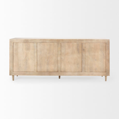 Tucker Light Brown Wood w/ Carved Arch Pattern 4 Door Sideboard by Mercana at Eve Furniture