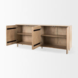 Tucker Light Brown Wood w/ Carved Arch Pattern 4 Door Sideboard by Mercana at Eve Furniture