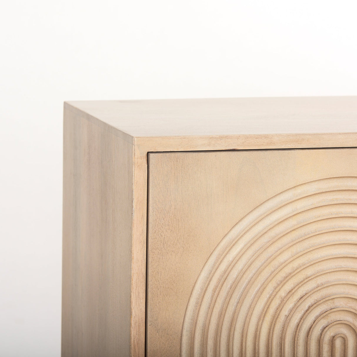 Tucker Light Brown Wood w/ Carved Arch Pattern 4 Door Sideboard by Mercana at Eve Furniture
