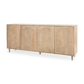 Tucker Light Brown Wood w/ Carved Arch Pattern 4 Door Sideboard by Mercana at Eve Furniture
