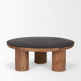 Tucson Natural Wood w/ Round Black Oak Top Coffee Table by Mercana at Eve Furniture