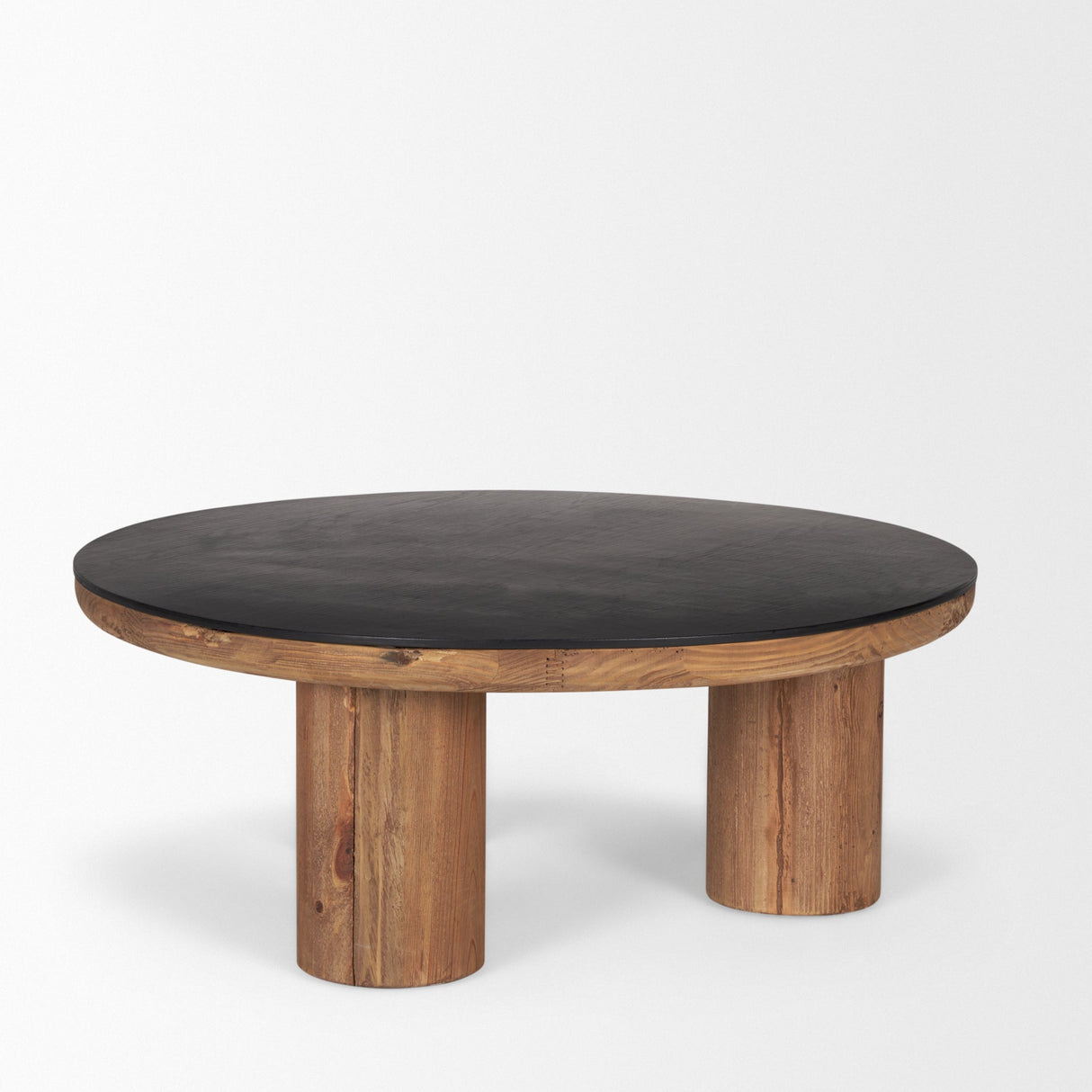 Tucson Natural Wood w/ Round Black Oak Top Coffee Table by Mercana at Eve Furniture