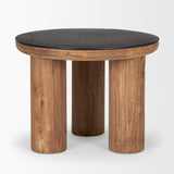 Tucson Natural Wood w/ Round Black Oak Top Side Table by Mercana at Eve Furniture