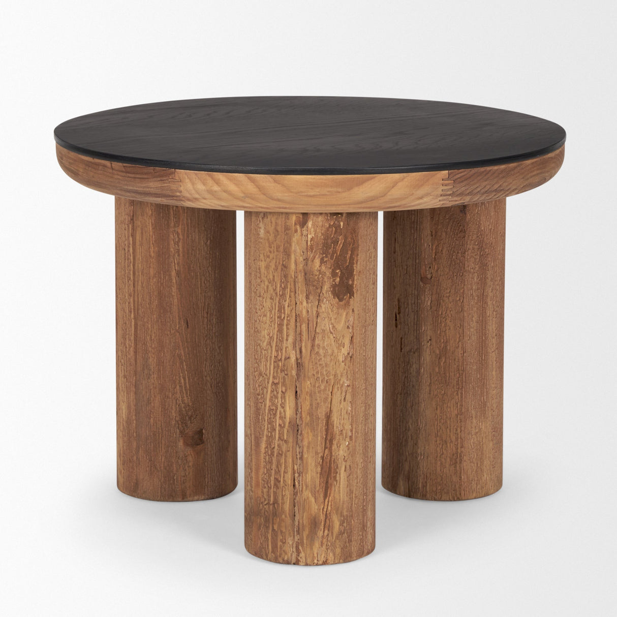 Tucson Natural Wood w/ Round Black Oak Top Side Table by Mercana at Eve Furniture