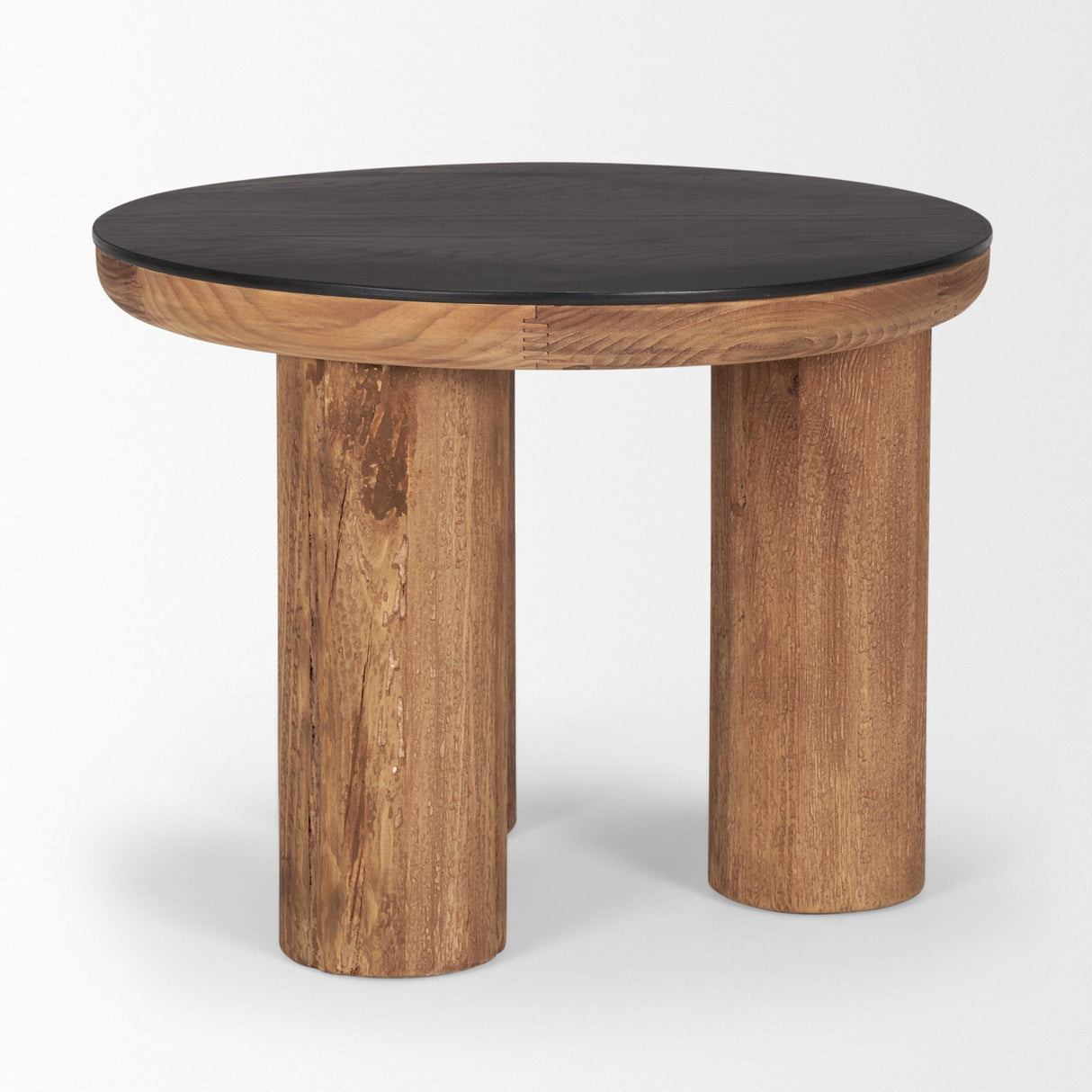 Tucson Natural Wood w/ Round Black Oak Top Side Table by Mercana at Eve Furniture