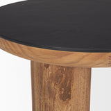 Tucson Natural Wood w/ Round Black Oak Top Side Table by Mercana at Eve Furniture