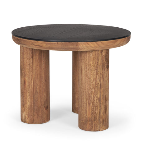 Tucson Natural Wood w/ Round Black Oak Top Side Table by Mercana at Eve Furniture