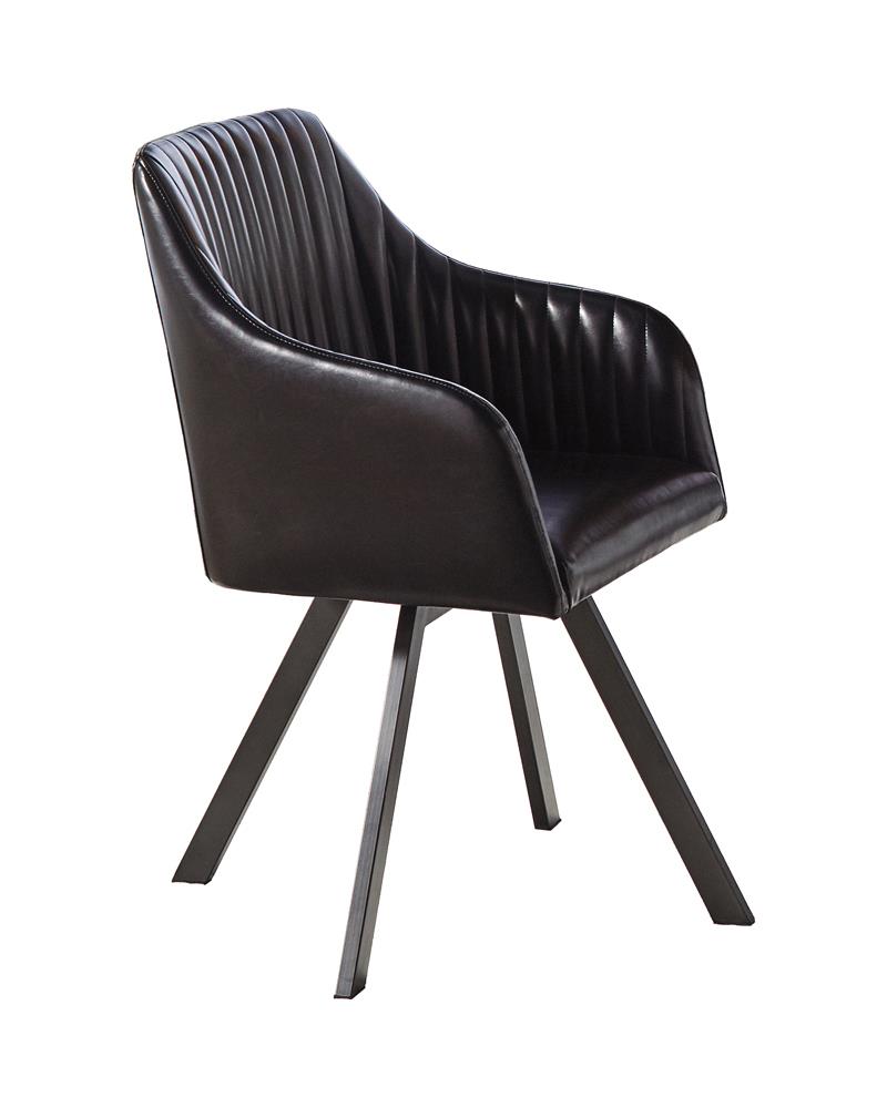 Tufted Sloped Arm Swivel Dining Chair Black/Gunmetal