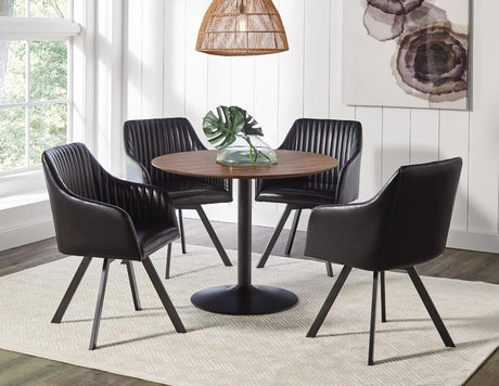 Tufted Sloped Arm Swivel Dining Chair Black/Gunmetal