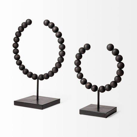 Tulane II (Large) 12L x 6W Black Beaded Broken Sphere Decorative Object by Mercana at Eve Furniture