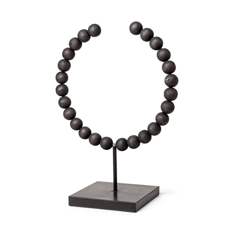 Tulane II (Large) 12L x 6W Black Beaded Broken Sphere Decorative Object by Mercana at Eve Furniture