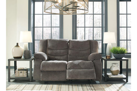 Tulen Gray Manual Reclining Loveseat by Ashley at Eve Furniture