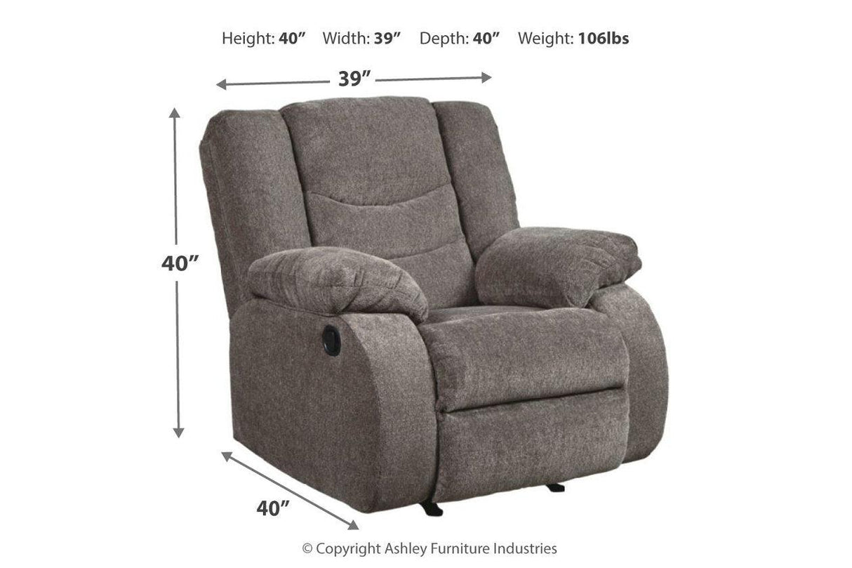 Tulen Gray Recliner by Ashley at Eve Furniture