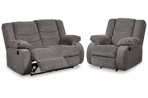 Tulen Gray Reclining Loveseat and Recliner by Ashley at Eve Furniture