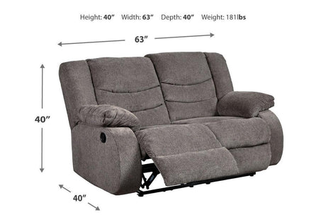Tulen Gray Reclining Loveseat and Recliner by Ashley at Eve Furniture
