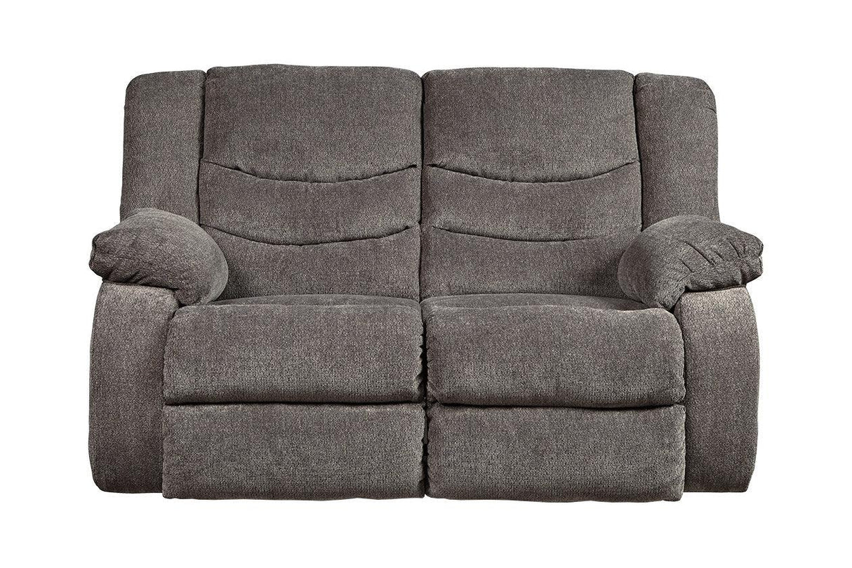 Tulen Gray Manual Reclining Loveseat by Ashley at Eve Furniture