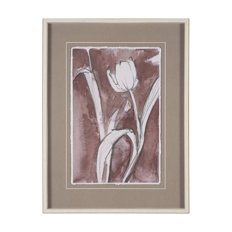 Tulip Bloom I by Mercana Studio Hand-Embellished Framed Artwork Matted under Glass by Mercana at Eve Furniture