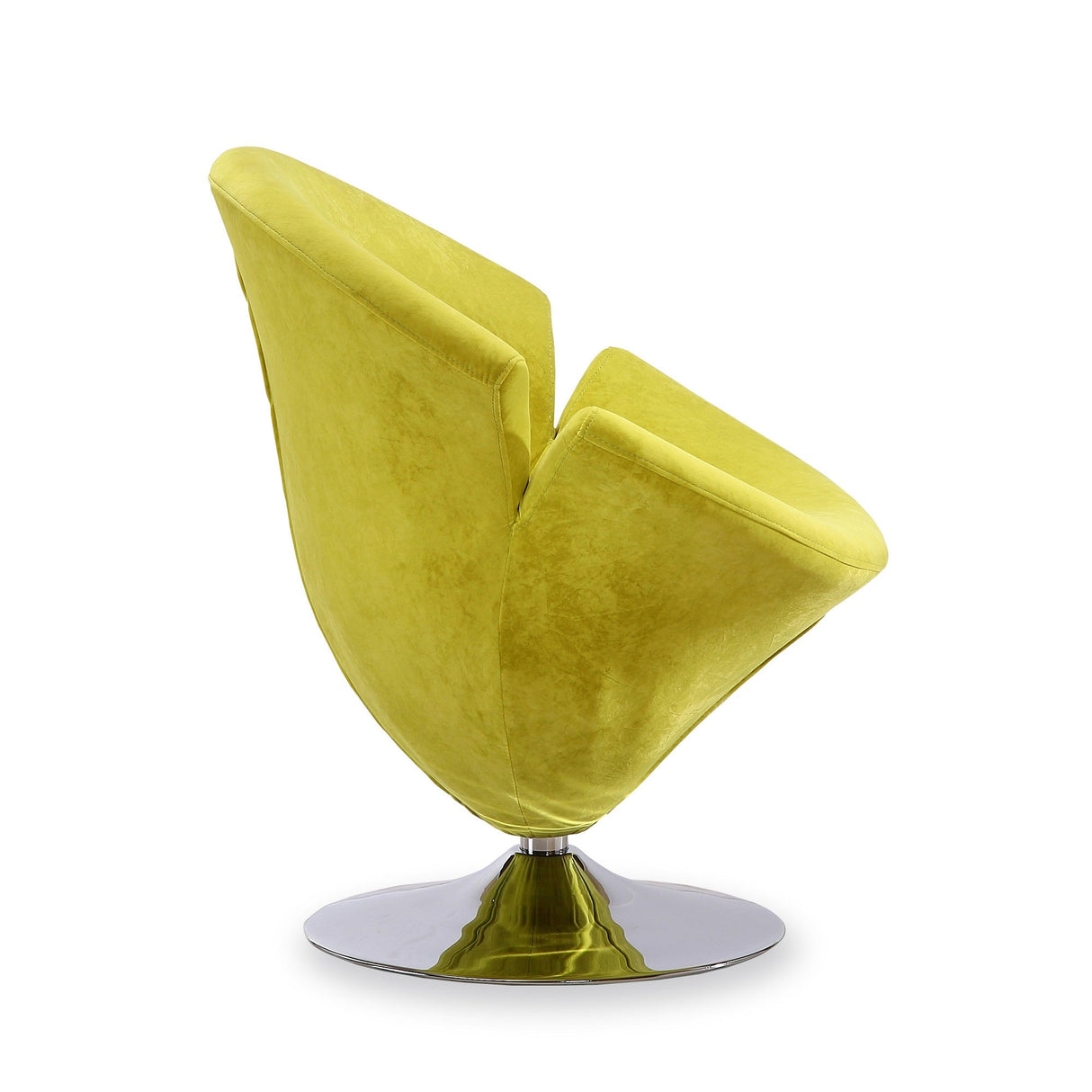Tulip Swivel Accent Chair in Green and Polished Chrome by Manhattan Comfort at Eve Furniture