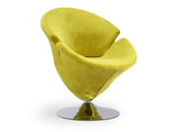 Tulip Swivel Accent Chair in Green and Polished Chrome by Manhattan Comfort at Eve Furniture
