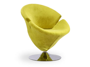 Tulip Swivel Accent Chair in Green and Polished Chrome by Manhattan Comfort at Eve Furniture