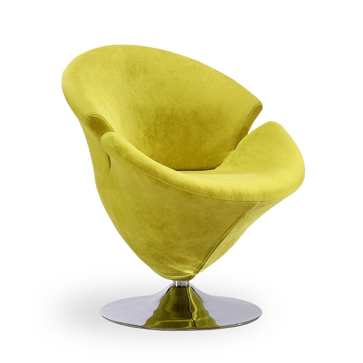 Tulip Swivel Accent Chair in Green and Polished Chrome (set of 2) by Manhattan Comfort at Eve Furniture