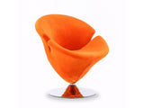 Tulip Swivel Accent Chair in Orange and Polished Chrome by Manhattan Comfort at Eve Furniture