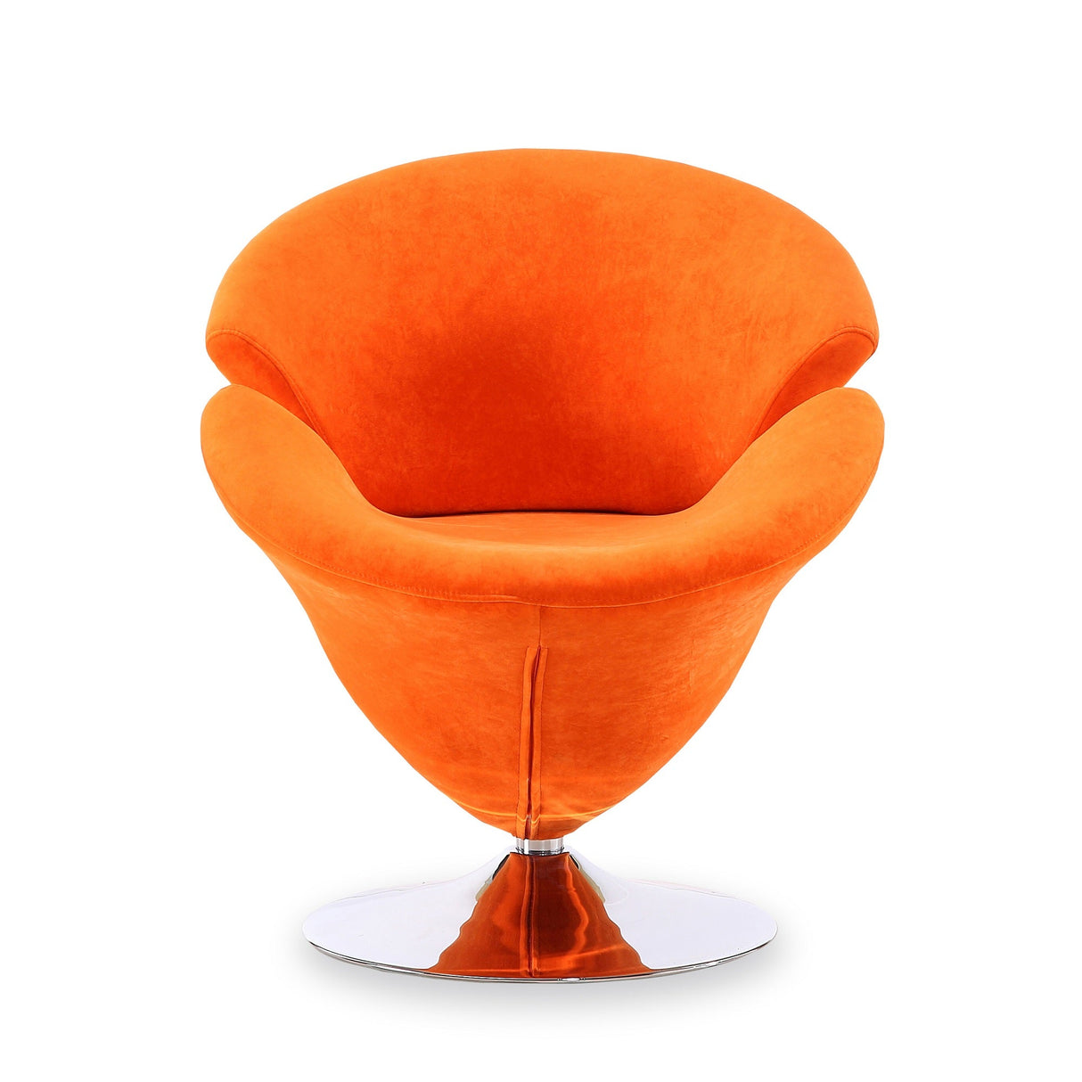 Tulip Swivel Accent Chair in Orange and Polished Chrome (set of 2) by Manhattan Comfort at Eve Furniture
