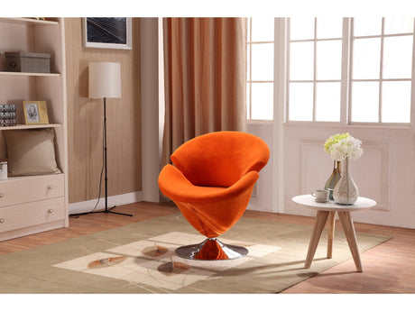 Tulip Swivel Accent Chair in Orange and Polished Chrome (set of 2) by Manhattan Comfort at Eve Furniture