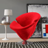 Tulip Swivel Accent Chair in Red and Polished Chrome by Manhattan Comfort at Eve Furniture