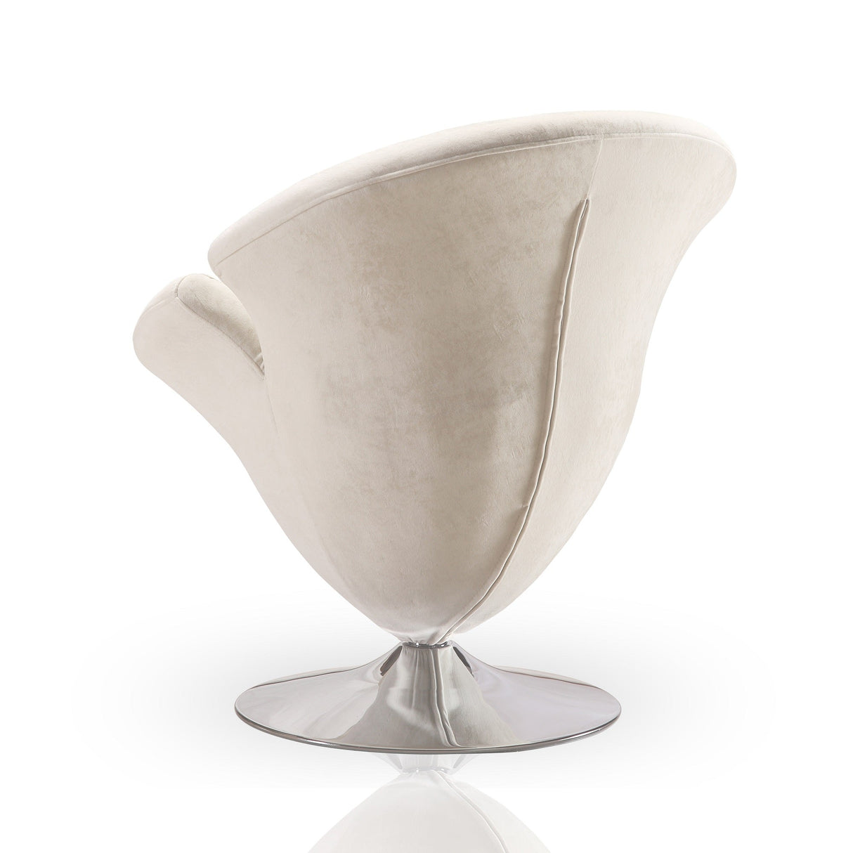 Tulip Swivel Accent Chair in White and Polished Chrome by Manhattan Comfort at Eve Furniture