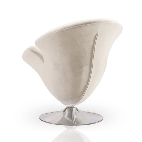 Tulip Swivel Accent Chair in White and Polished Chrome by Manhattan Comfort at Eve Furniture