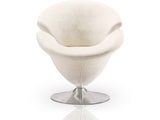 Tulip Swivel Accent Chair in White and Polished Chrome by Manhattan Comfort at Eve Furniture