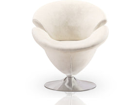 Tulip Swivel Accent Chair in White and Polished Chrome by Manhattan Comfort at Eve Furniture