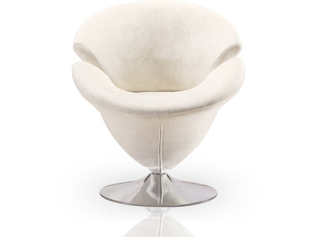 Tulip Swivel Accent Chair in White and Polished Chrome by Manhattan Comfort at Eve Furniture