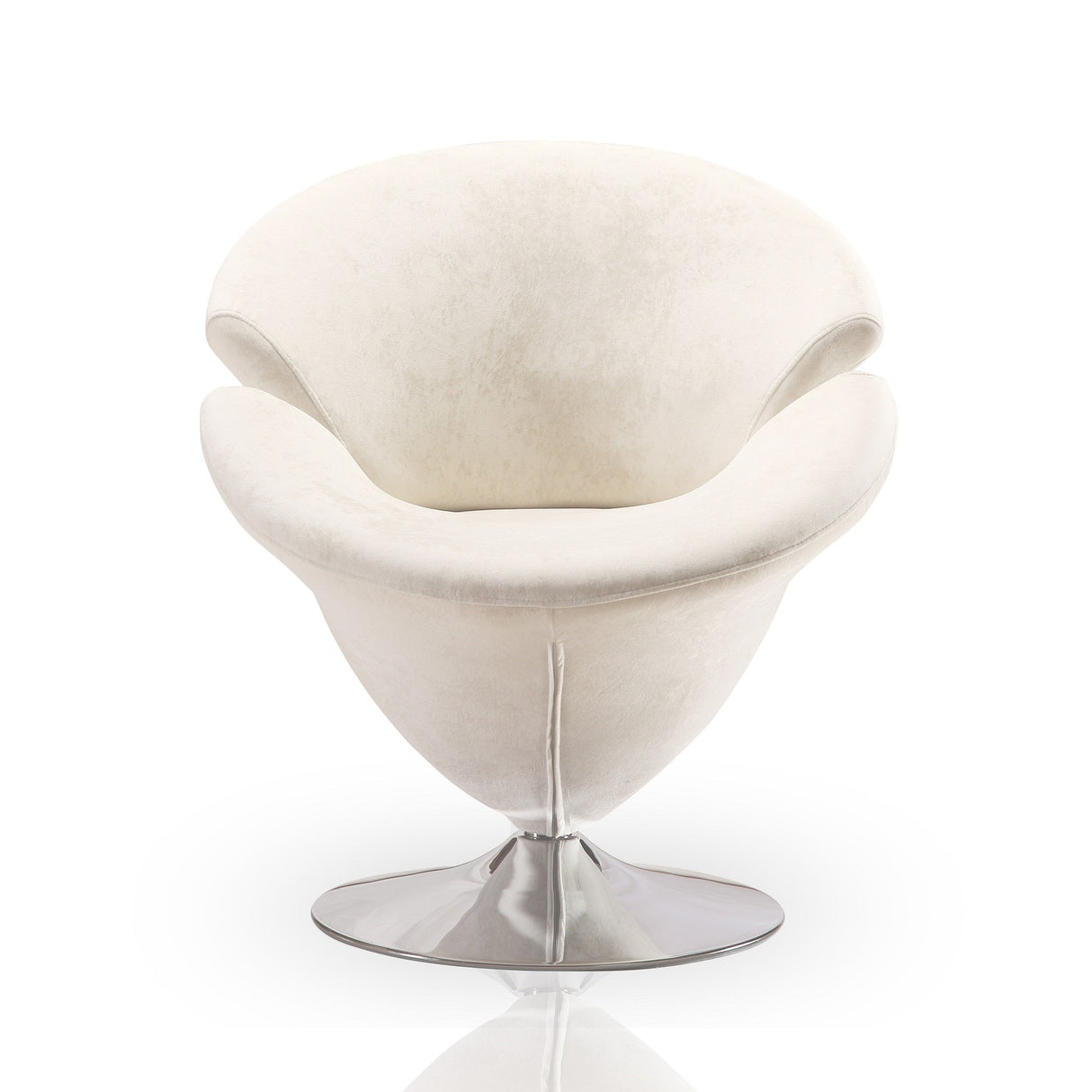 Tulip Swivel Accent Chair in White and Polished Chrome (set of 2) by Manhattan Comfort at Eve Furniture