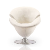Tulip Swivel Accent Chair in White and Polished Chrome (set of 2) by Manhattan Comfort at Eve Furniture