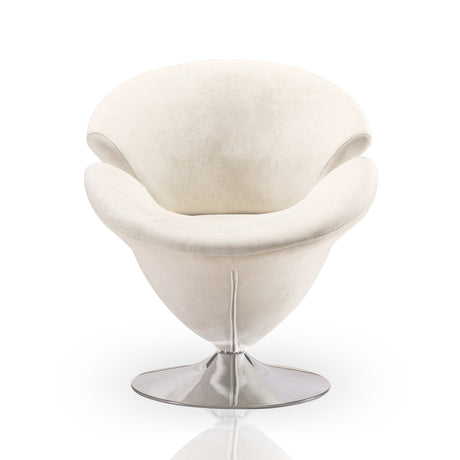 Tulip Swivel Accent Chair in White and Polished Chrome (set of 2) by Manhattan Comfort at Eve Furniture