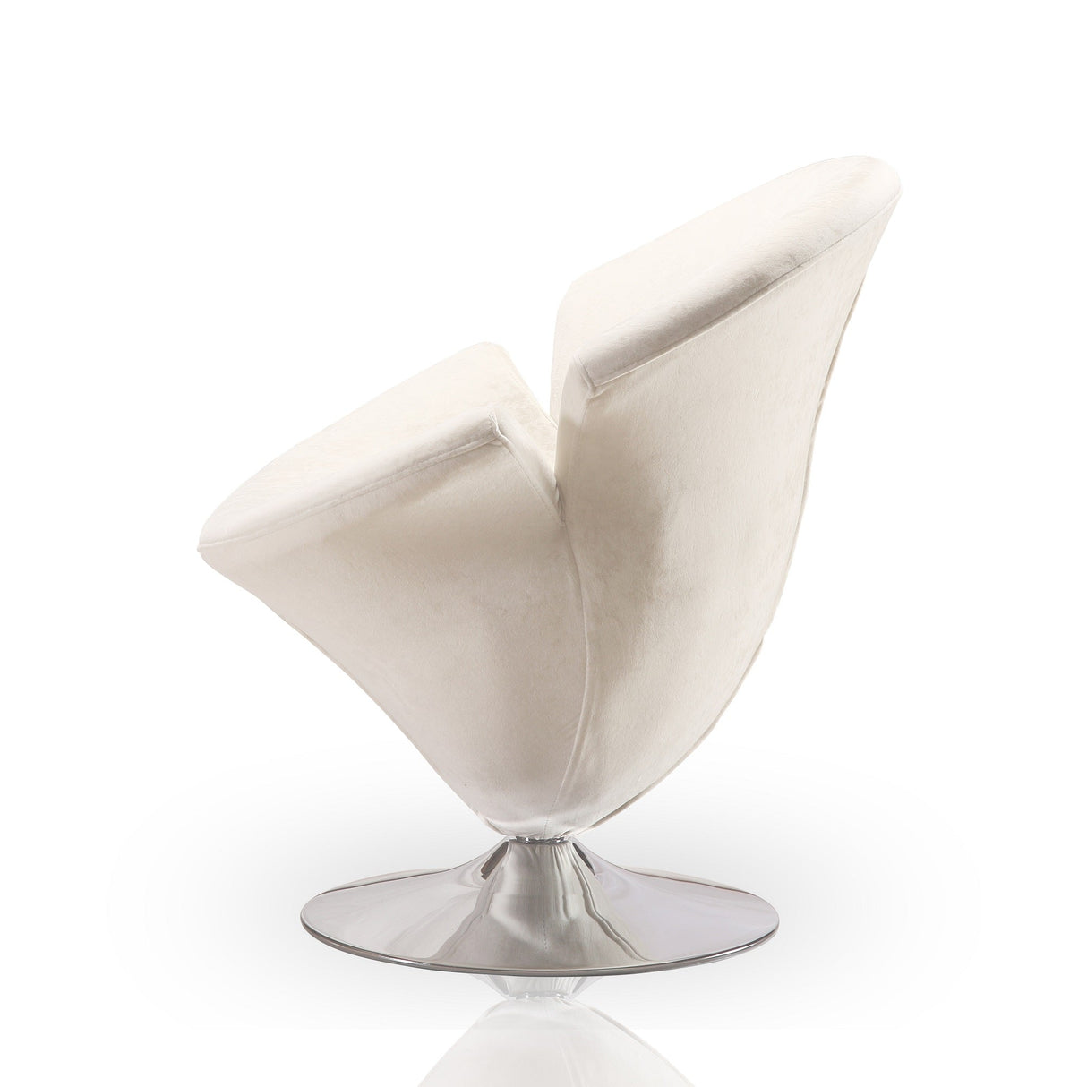 Tulip Swivel Accent Chair in White and Polished Chrome (set of 2) by Manhattan Comfort at Eve Furniture