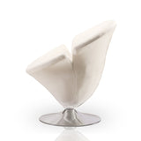 Tulip Swivel Accent Chair in White and Polished Chrome (set of 2) by Manhattan Comfort at Eve Furniture
