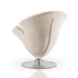 Tulip Swivel Accent Chair in White and Polished Chrome (set of 2) by Manhattan Comfort at Eve Furniture