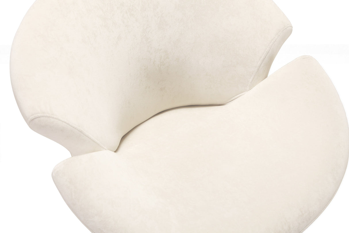 Tulip Swivel Accent Chair in White and Polished Chrome (set of 2) by Manhattan Comfort at Eve Furniture