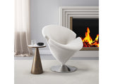 Tulip Swivel Accent Chair in White and Polished Chrome (set of 2) by Manhattan Comfort at Eve Furniture