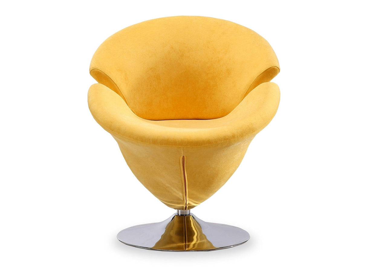 Tulip Swivel Accent Chair in Yellow and Polished Chrome by Manhattan Comfort at Eve Furniture