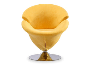 Tulip Swivel Accent Chair in Yellow and Polished Chrome by Manhattan Comfort at Eve Furniture