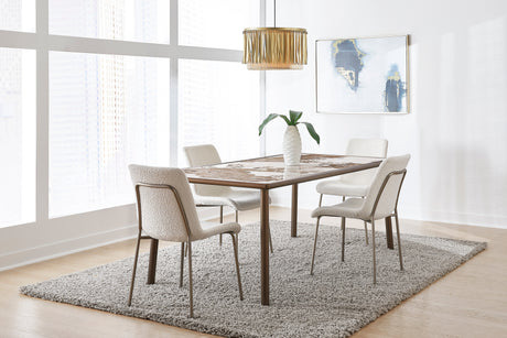 Tulum Stone Top Dining Table with Bronze Metal Base by Modus Furniture at Eve Furniture