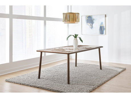 Tulum Stone Top Dining Table with Bronze Metal Base by Modus Furniture at Eve Furniture