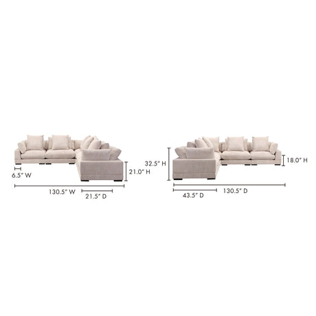 Tumble Cappuccino Classic L Shaped Modular Sectional by MOES at Eve Furniture