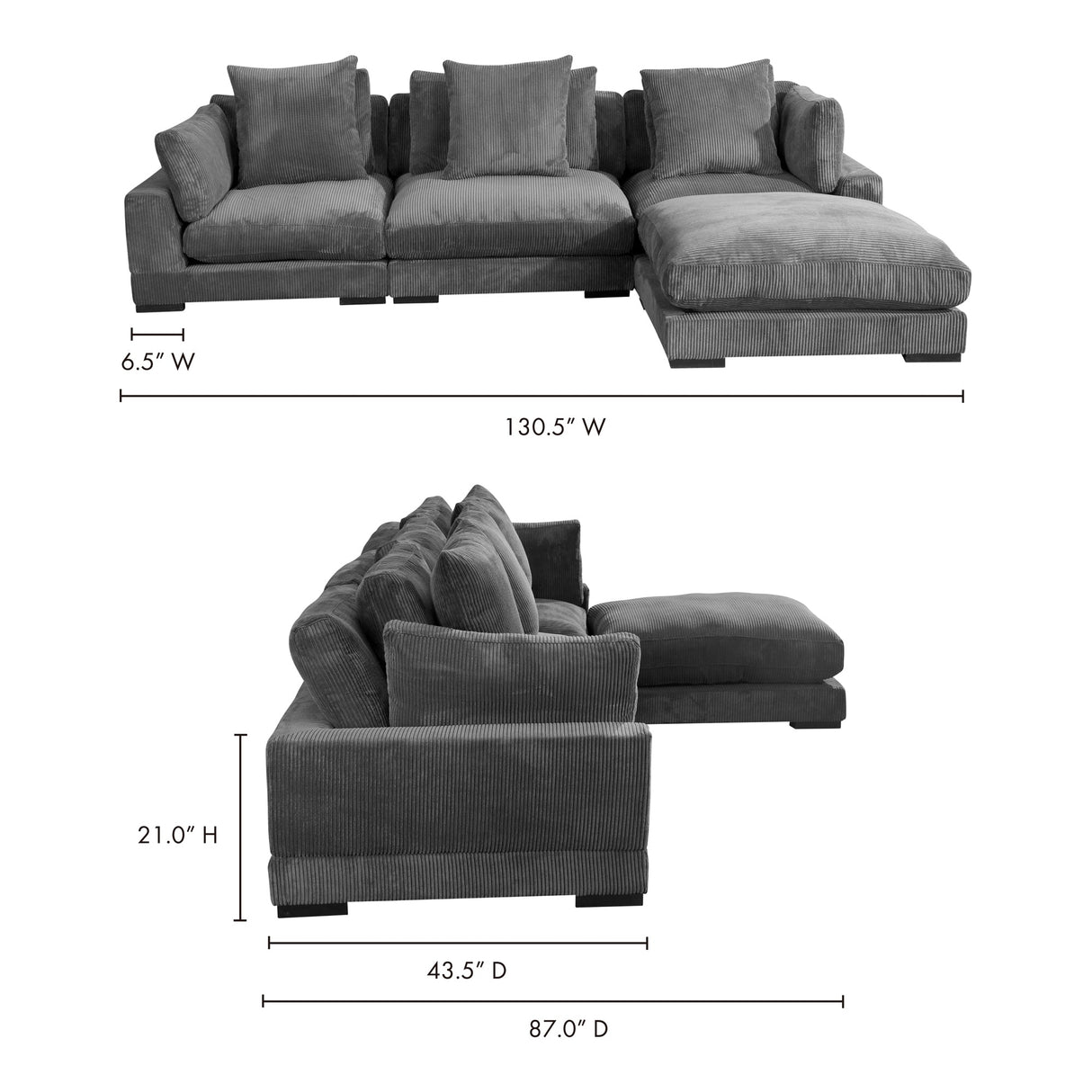 Tumble Grey Lounge Modular Sectional by Moe's Home at Eve Furniture